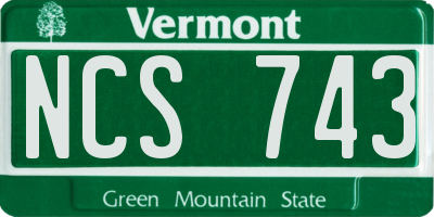 VT license plate NCS743