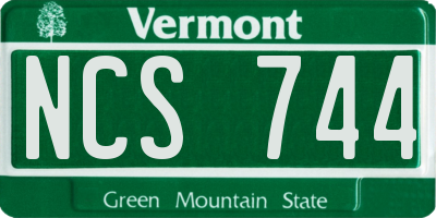 VT license plate NCS744