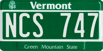 VT license plate NCS747
