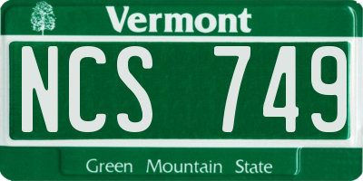 VT license plate NCS749