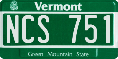 VT license plate NCS751