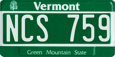 VT license plate NCS759