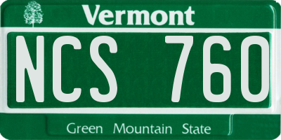 VT license plate NCS760