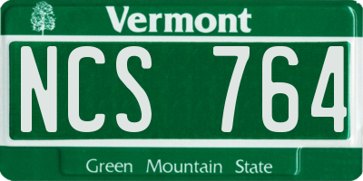 VT license plate NCS764