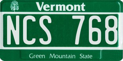 VT license plate NCS768