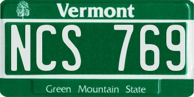 VT license plate NCS769