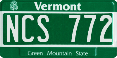 VT license plate NCS772
