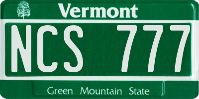 VT license plate NCS777