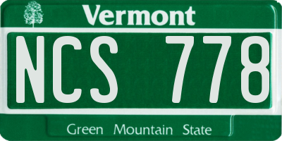 VT license plate NCS778