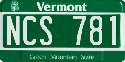 VT license plate NCS781