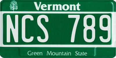 VT license plate NCS789