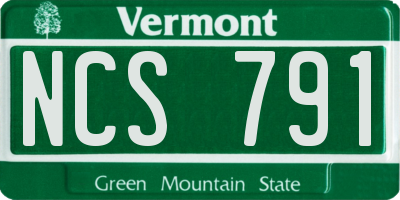 VT license plate NCS791