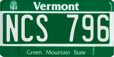 VT license plate NCS796