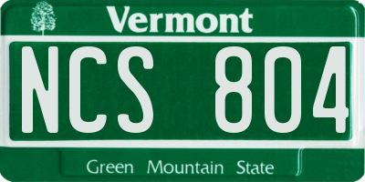 VT license plate NCS804