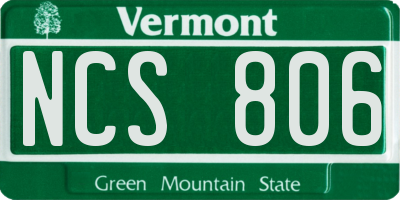 VT license plate NCS806