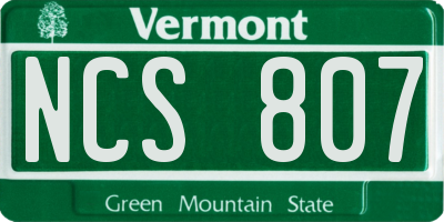 VT license plate NCS807