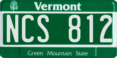 VT license plate NCS812