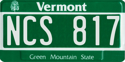 VT license plate NCS817