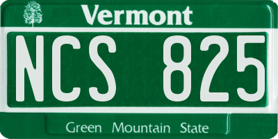 VT license plate NCS825