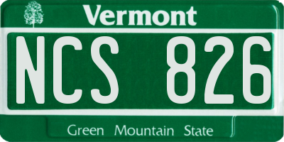 VT license plate NCS826