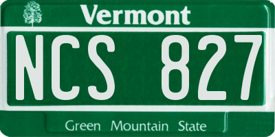VT license plate NCS827