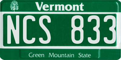 VT license plate NCS833