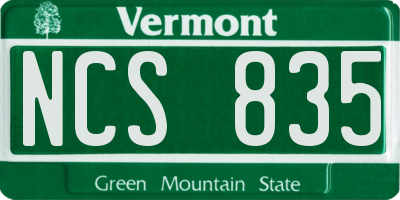 VT license plate NCS835