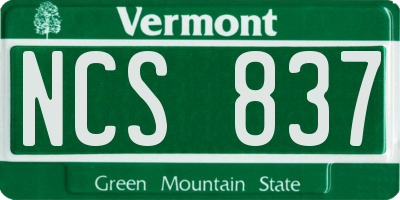 VT license plate NCS837