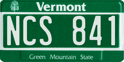 VT license plate NCS841