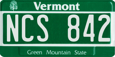 VT license plate NCS842