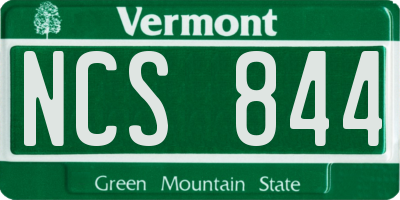 VT license plate NCS844