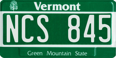 VT license plate NCS845