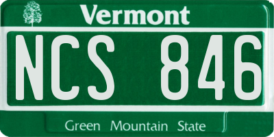 VT license plate NCS846