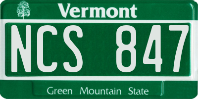 VT license plate NCS847