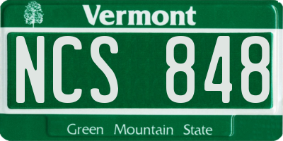 VT license plate NCS848