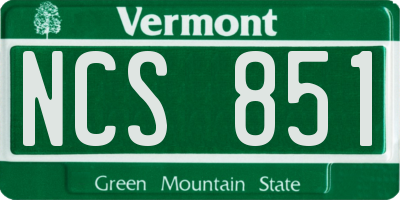 VT license plate NCS851