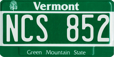 VT license plate NCS852