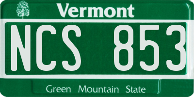 VT license plate NCS853