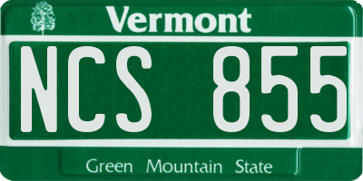 VT license plate NCS855
