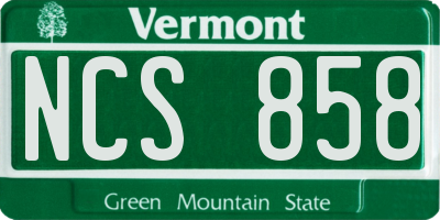 VT license plate NCS858
