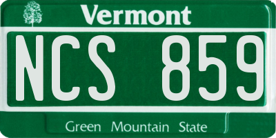 VT license plate NCS859