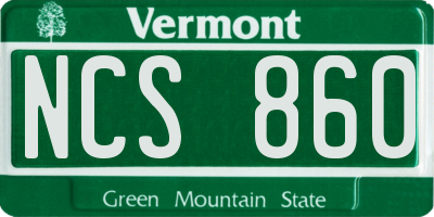 VT license plate NCS860