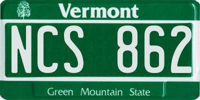 VT license plate NCS862