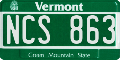 VT license plate NCS863