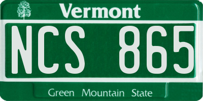 VT license plate NCS865