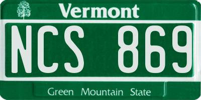VT license plate NCS869