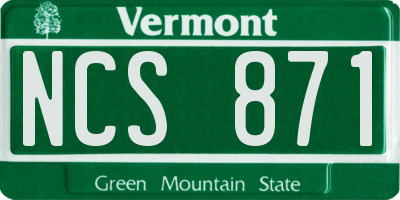 VT license plate NCS871