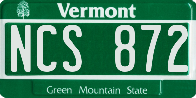 VT license plate NCS872