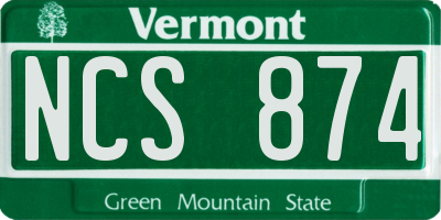 VT license plate NCS874