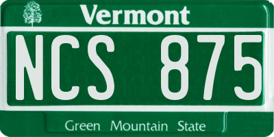 VT license plate NCS875